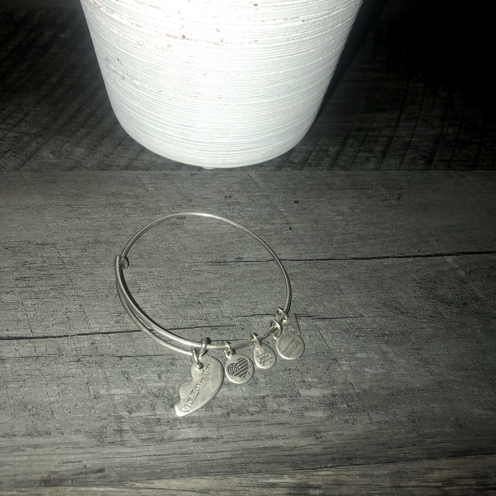 Alex and Ani Half Heart FRIENDS Silver Bracelet One Size